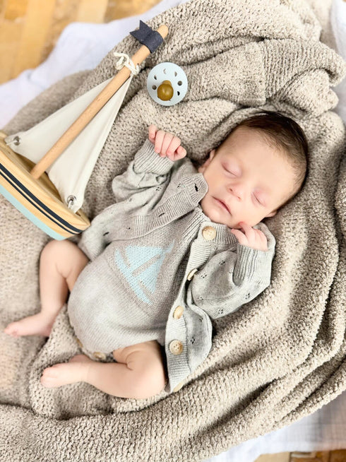 luna-luca-pointelle-cardigan-heather-gray Luna and Luca Newborn Baby Clothes